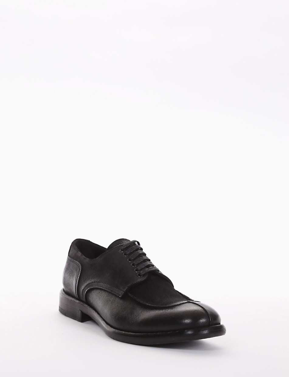 Lace-up shoes heel 2 cm black chamois