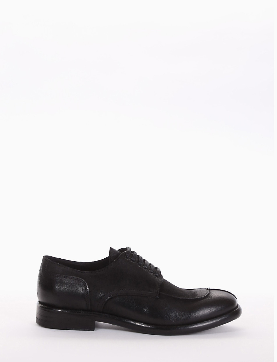Lace-up shoes heel 2 cm black chamois