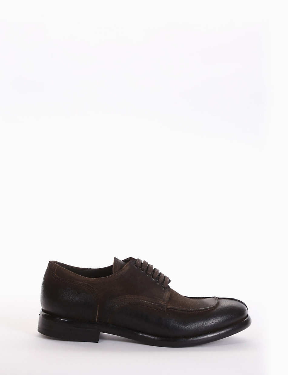 Lace-up shoes heel 2 cm dark brown chamois