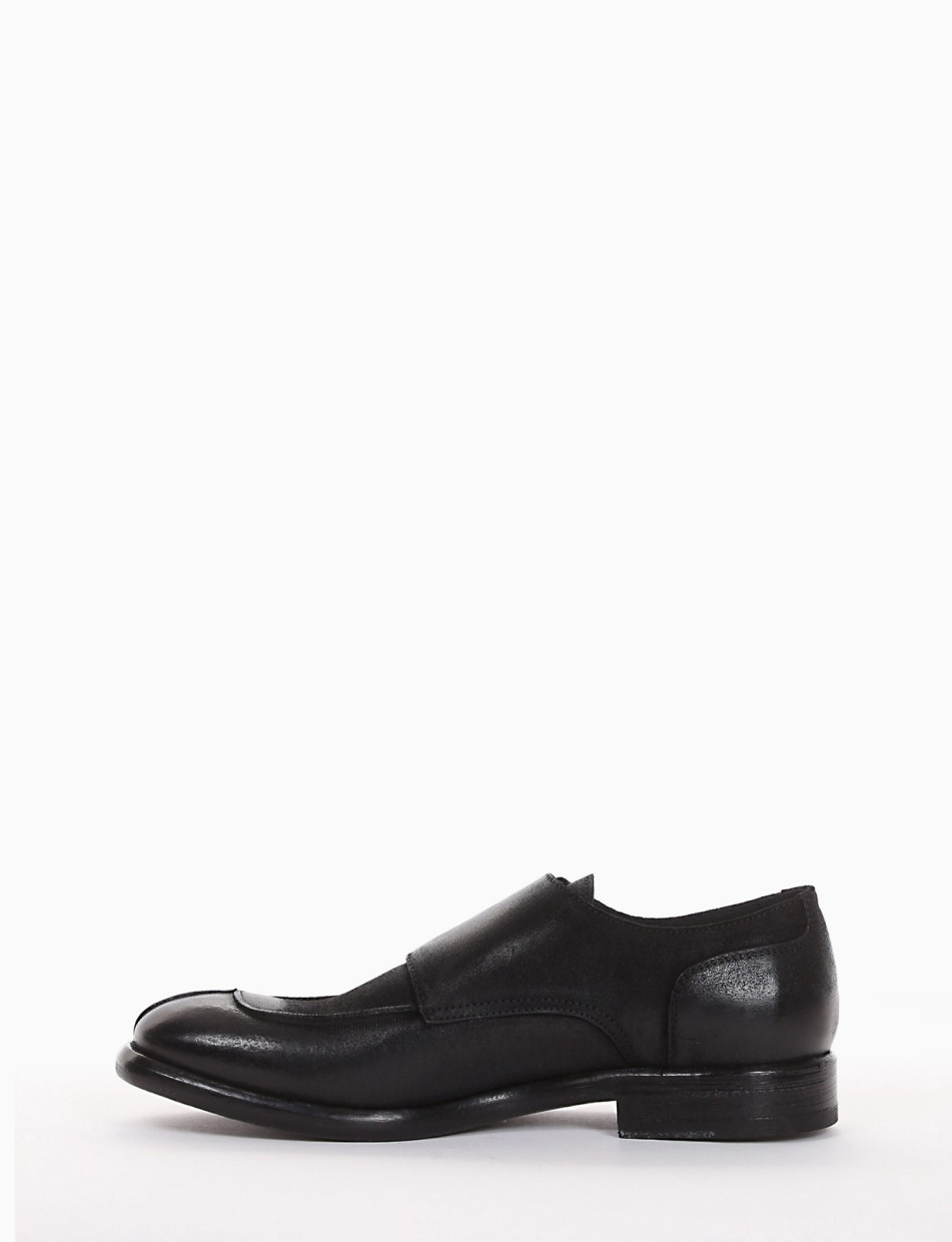 scarpa monkstrap tacco 2 cm nero