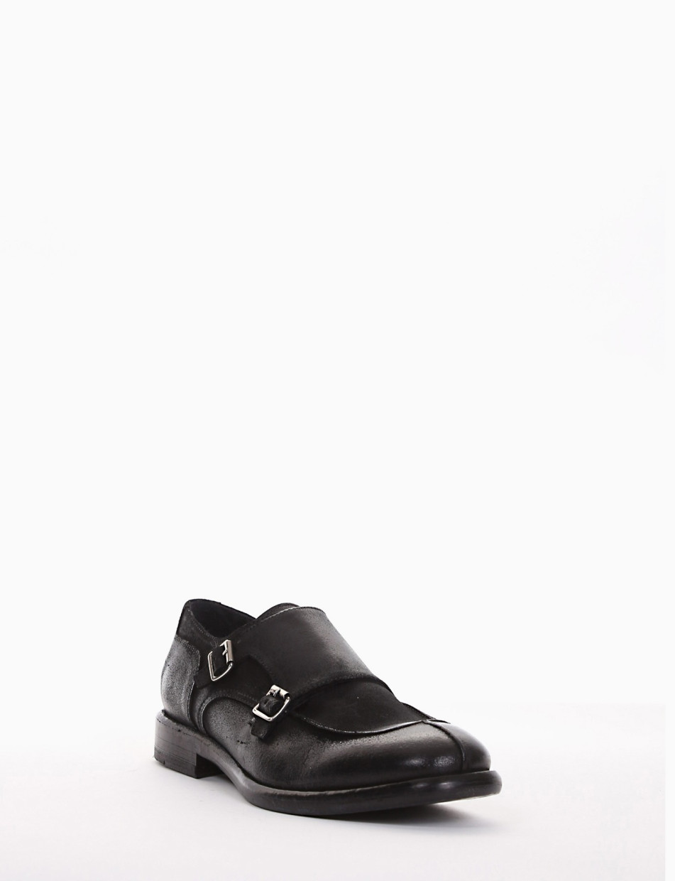 scarpa monkstrap tacco 2 cm nero