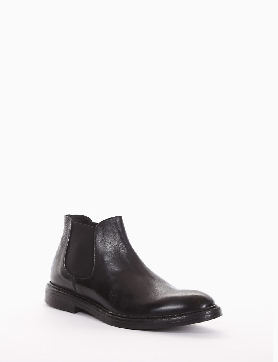 Ankle boots heel 2 cm black leather