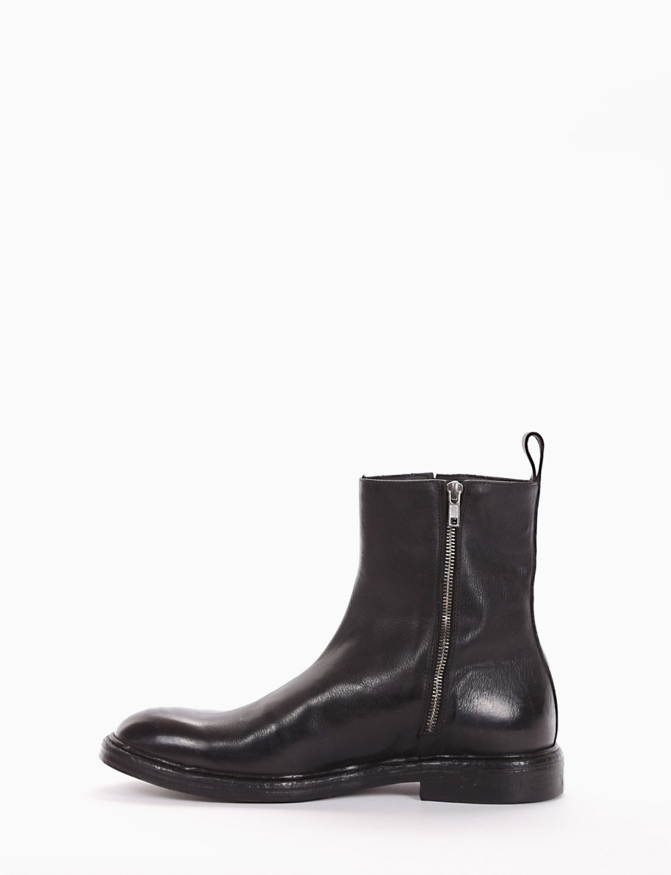 Ankle boots heel 2 cm black leather