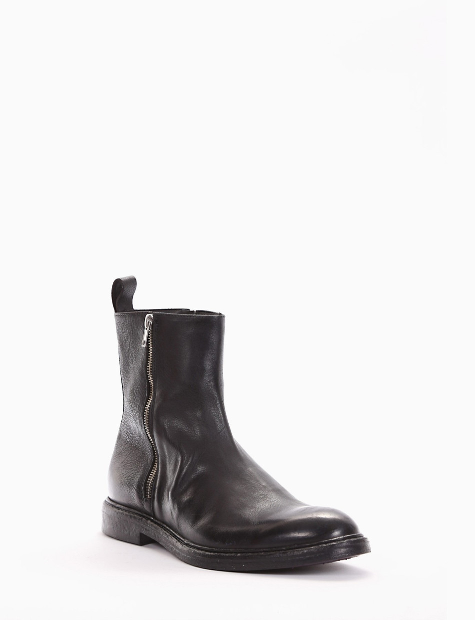 Ankle boots heel 2 cm black leather