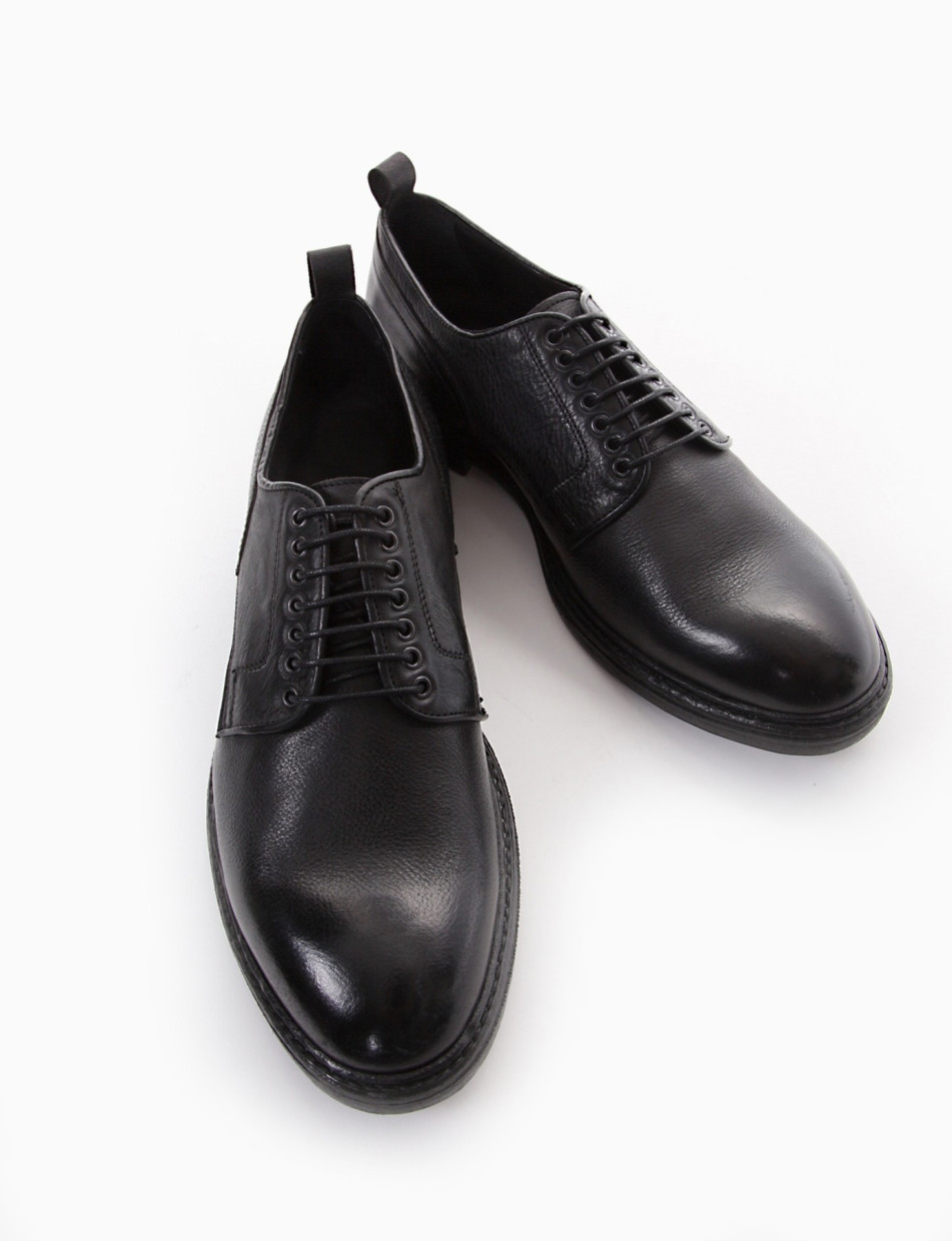 Lace-up shoes heel 2 cm black leather