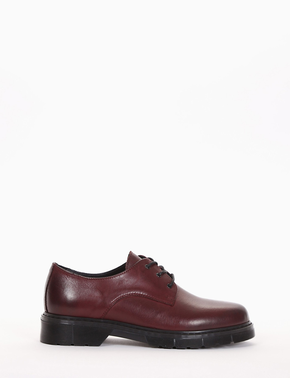 Lace-up shoes heel 2 cm bordeaux leather