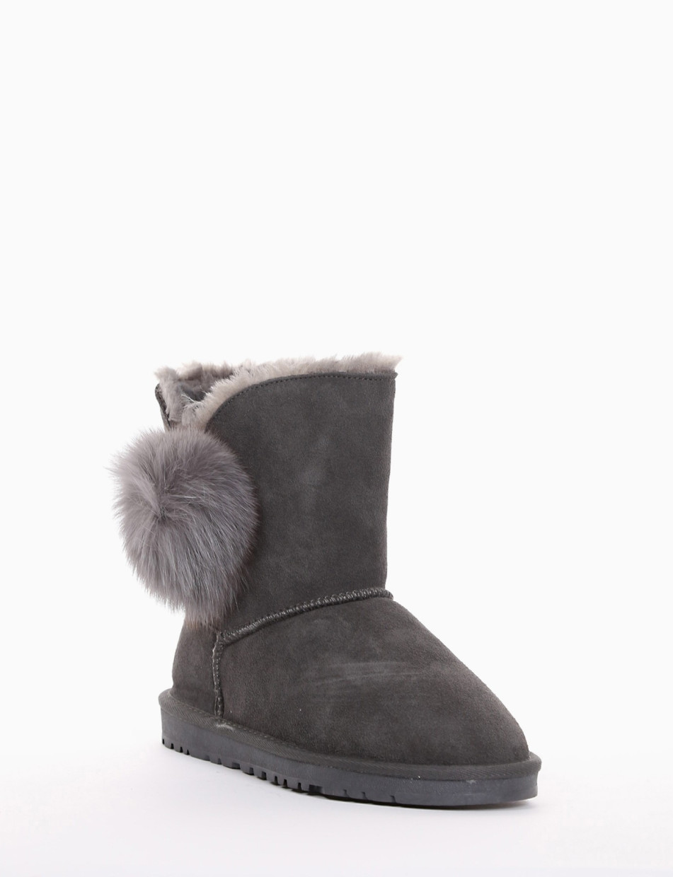 Low heel ankle boots grey chamois