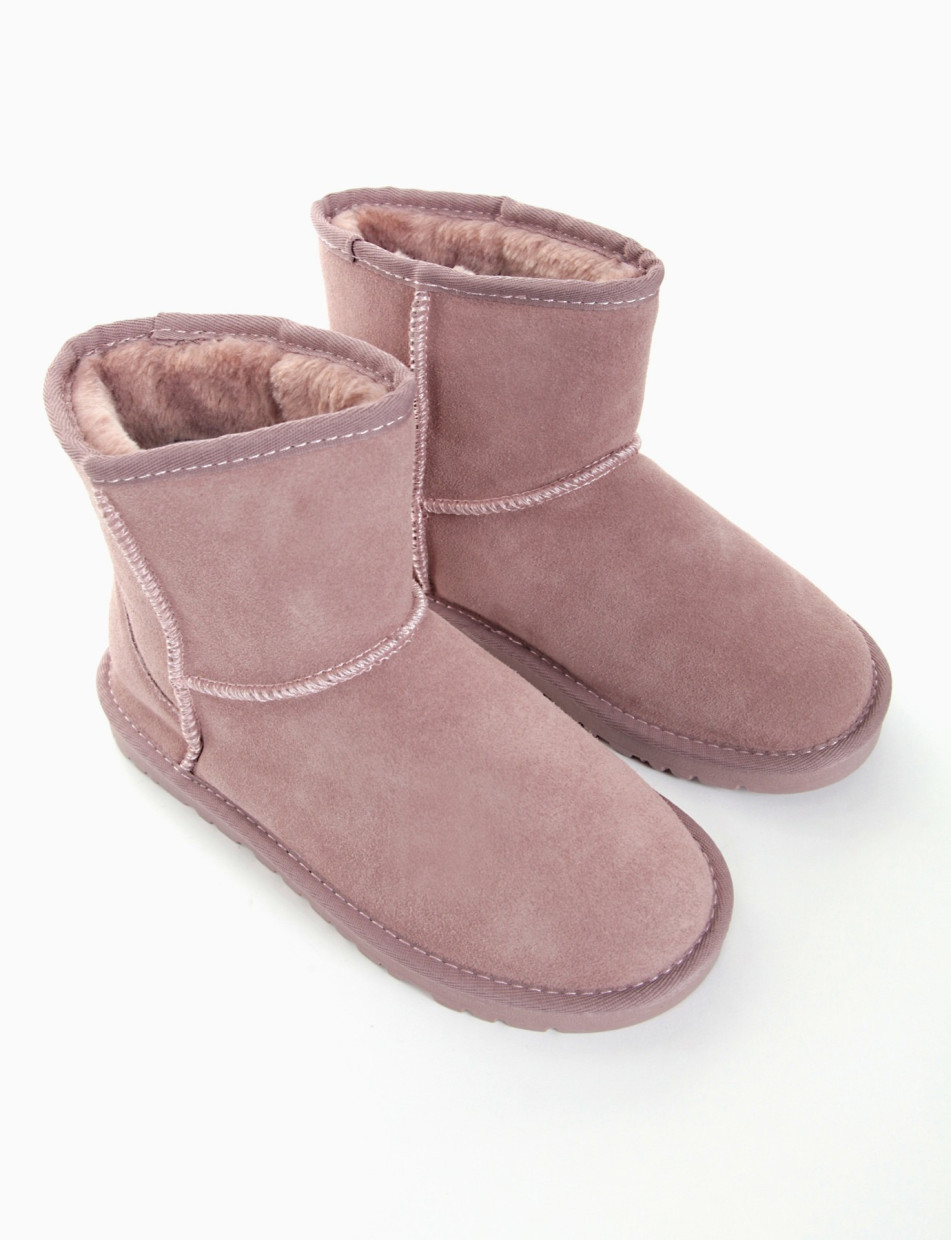 Low heel ankle boots pink chamois