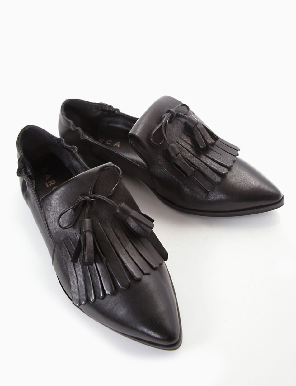 Loafers heel 1 cm black leather