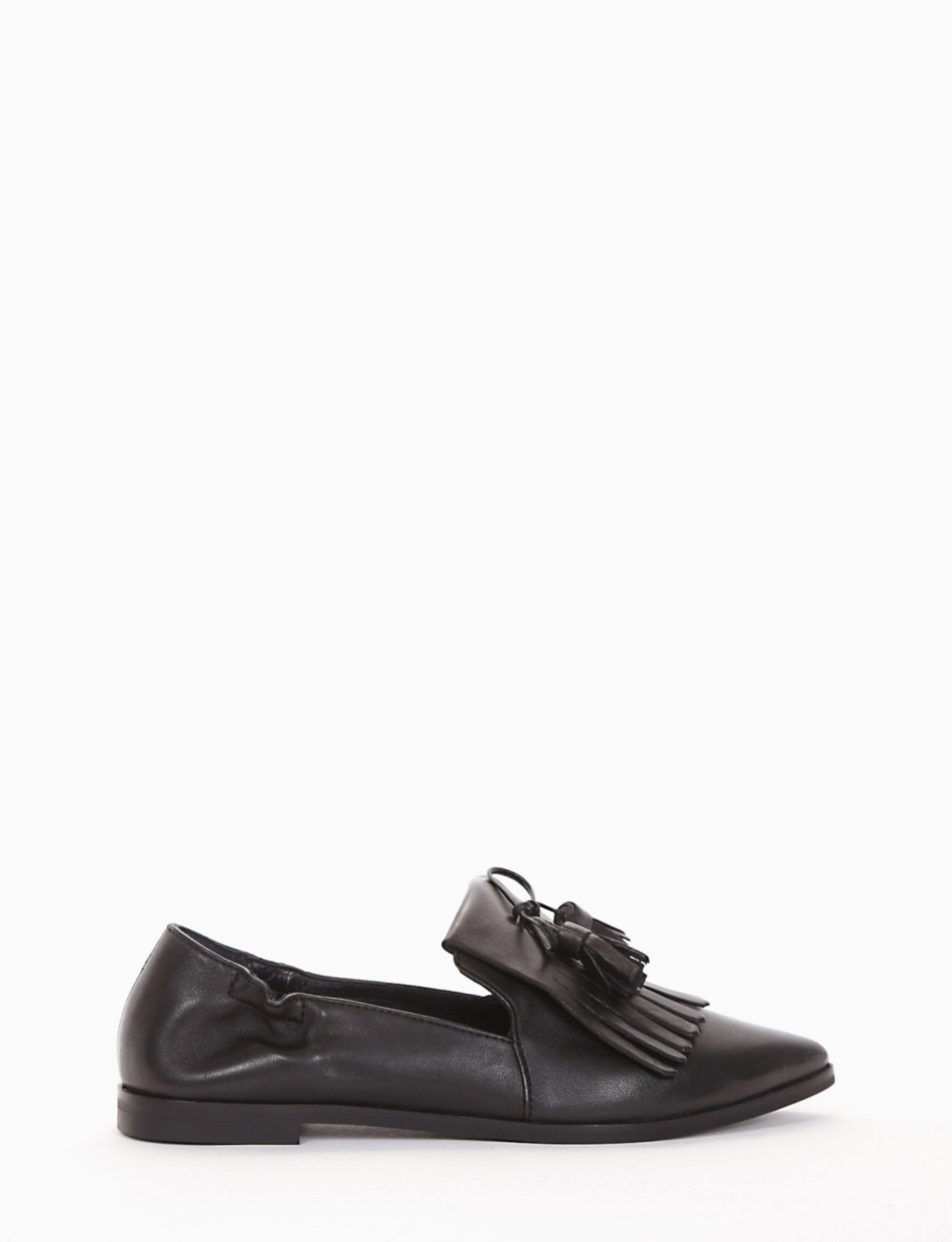 Loafers heel 1 cm black leather