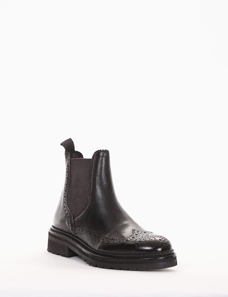 Low heel ankle boots heel 2 cm black leather