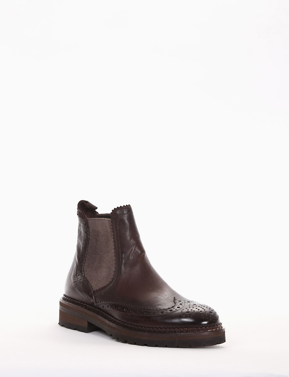 Low heel ankle boots heel 2 cm dark brown leather