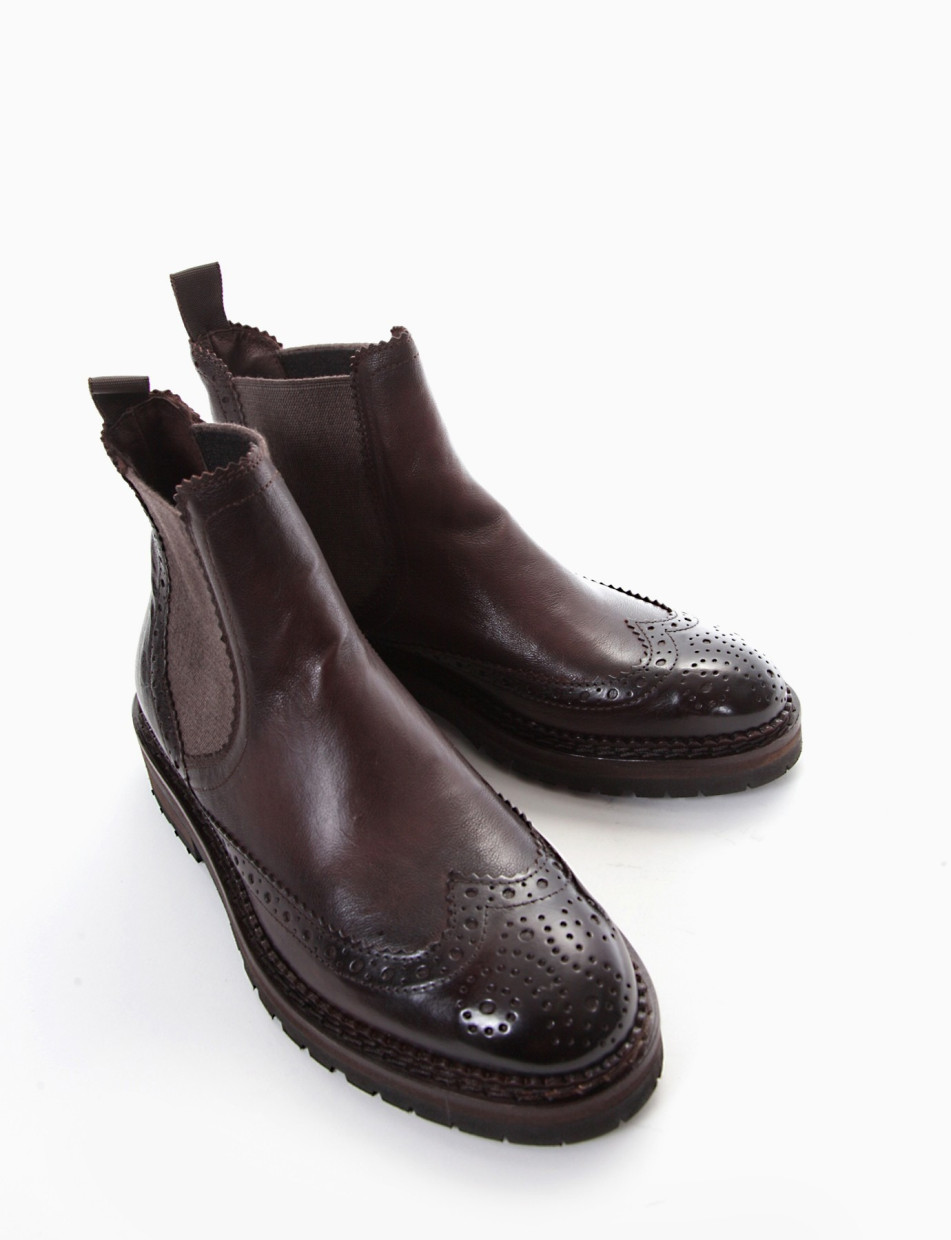 Low heel ankle boots heel 2 cm dark brown leather