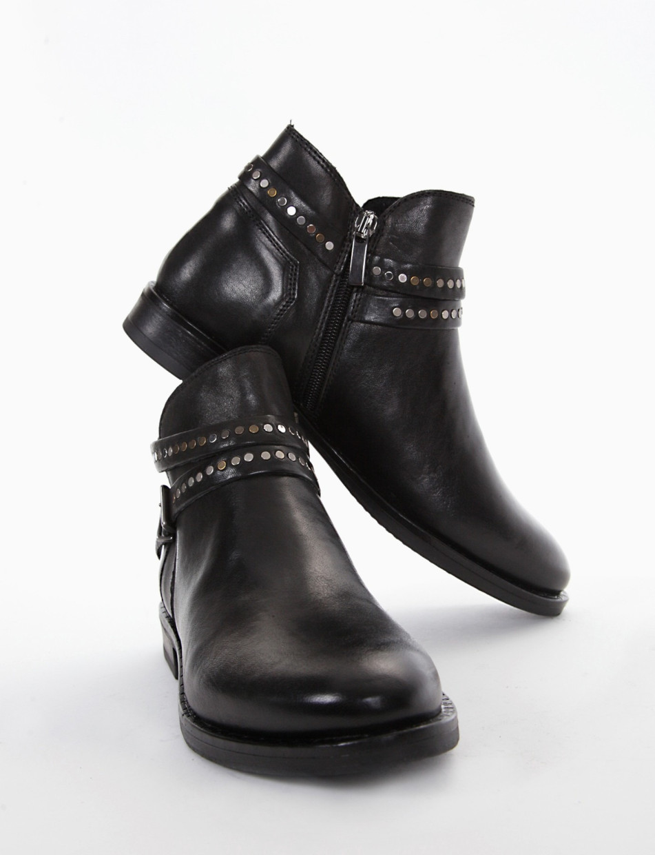 Low heel ankle boots heel 2 cm black leather
