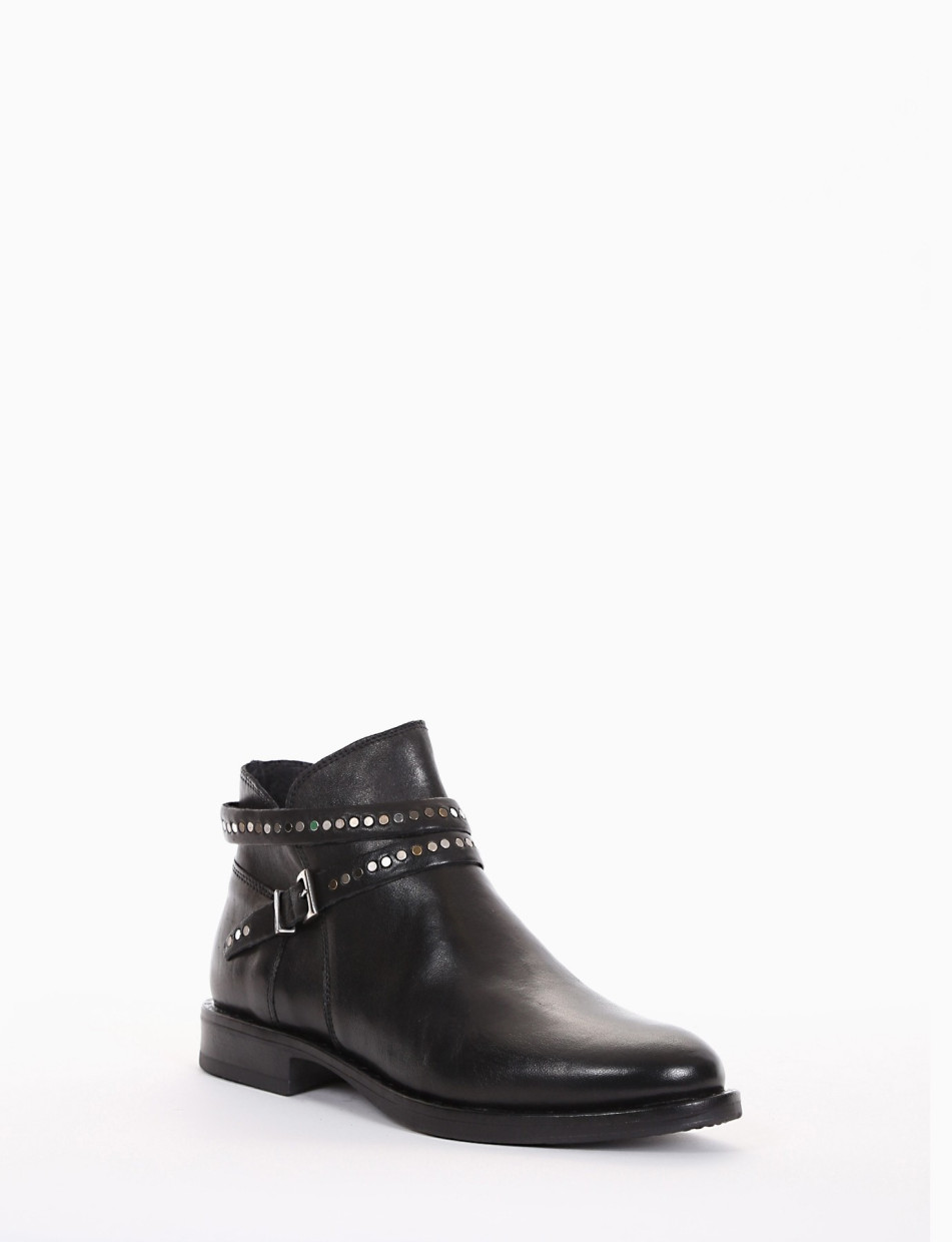 Low heel ankle boots heel 2 cm black leather