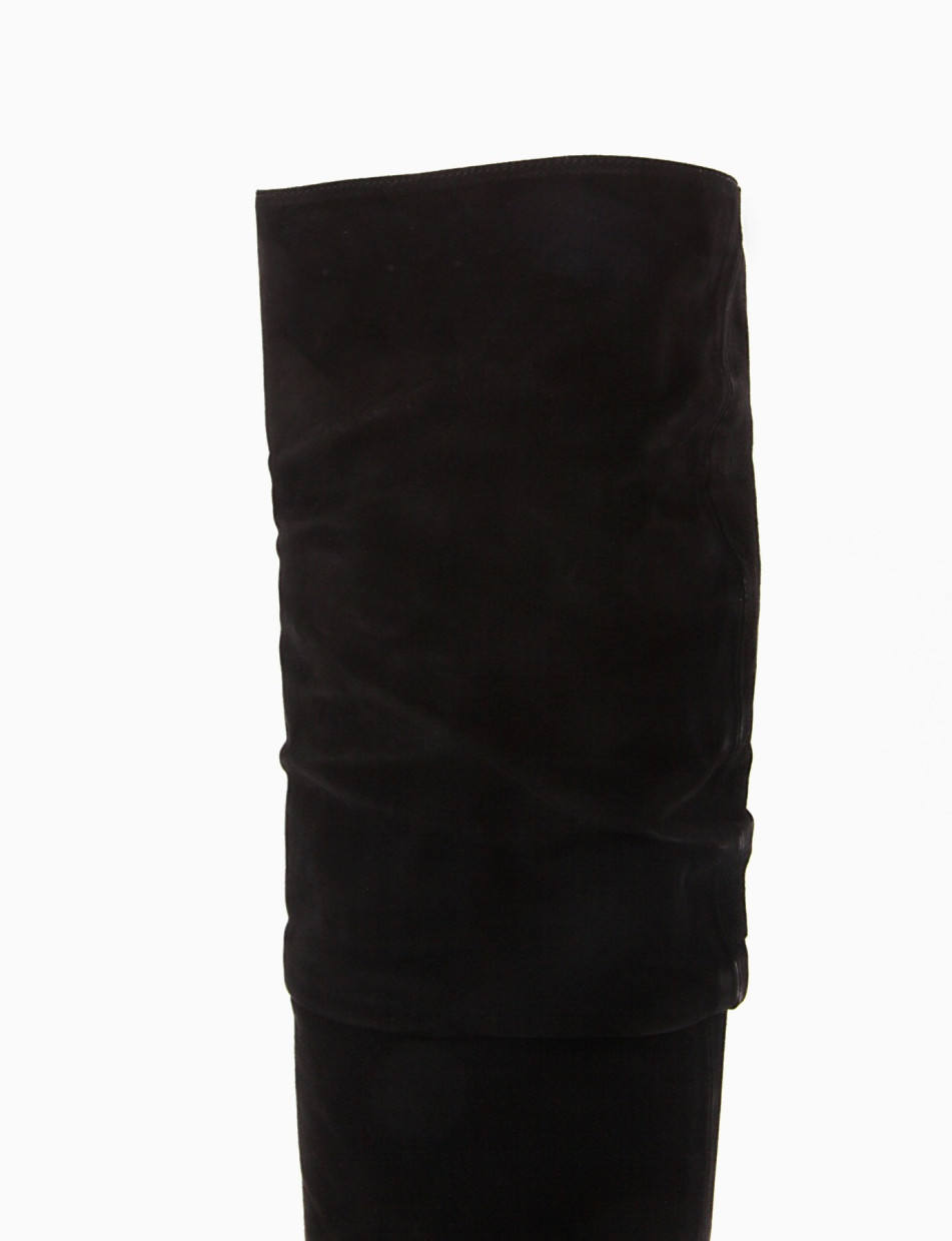 High heel boots heel 10 cm black chamois