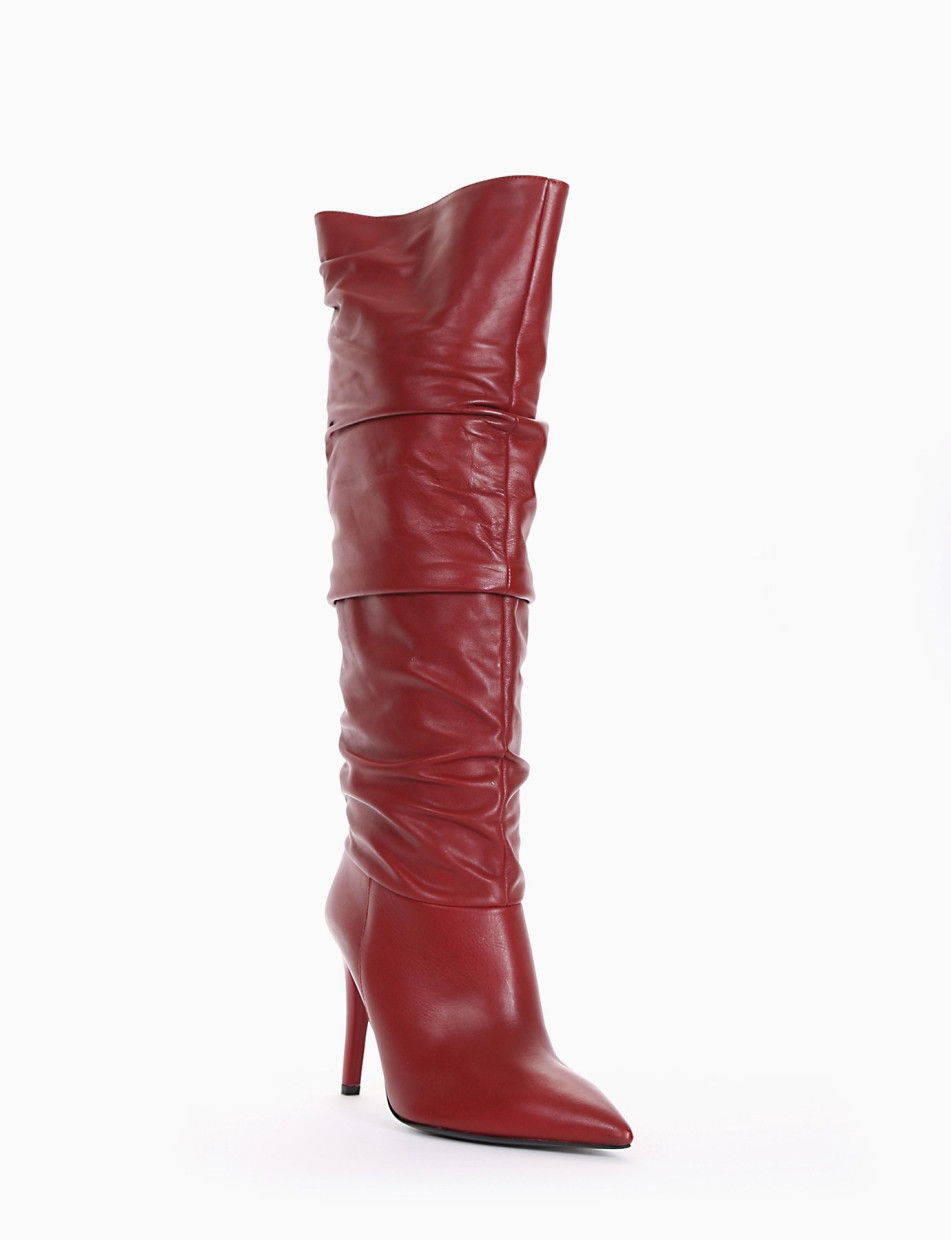 High heel boots heel 10 cm red leather