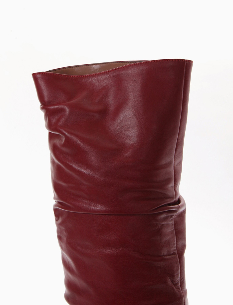 High heel boots heel 10 cm red leather