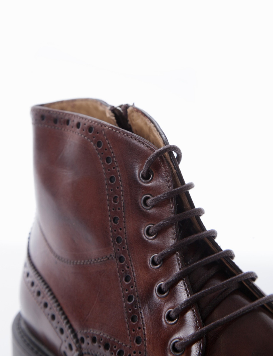 Combat boots heel 2 cm brown leather