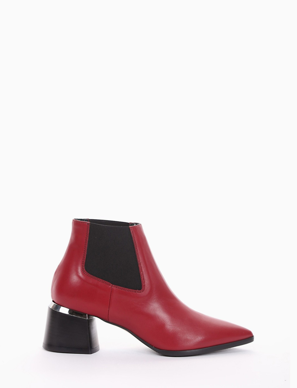 High heel ankle boots heel 5 cm red leather