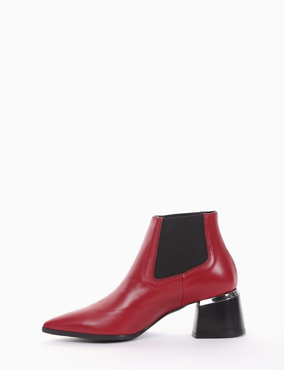 High heel ankle boots heel 5 cm red leather