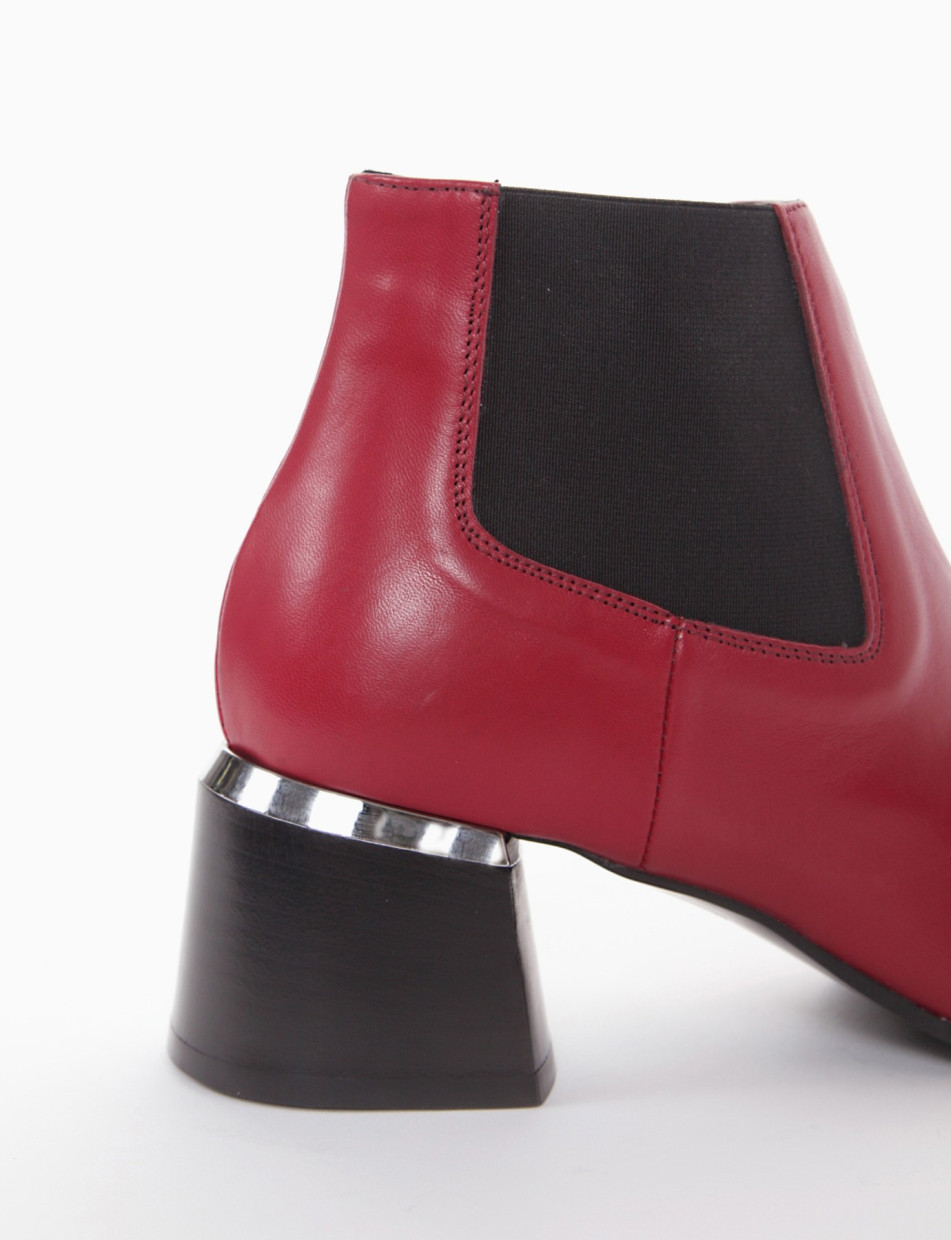 High heel ankle boots heel 5 cm red leather