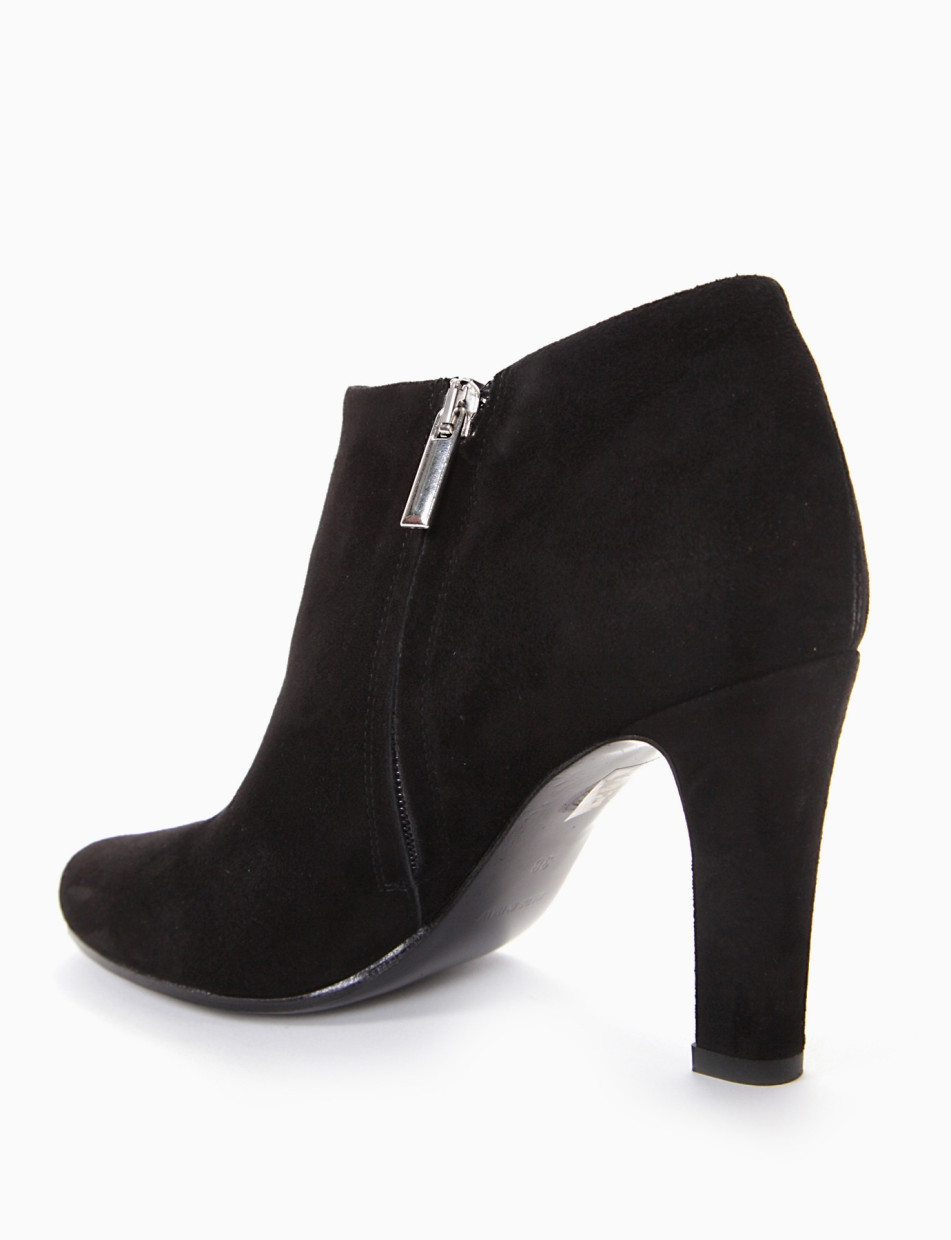 High heel ankle boots heel 8 cm black chamois