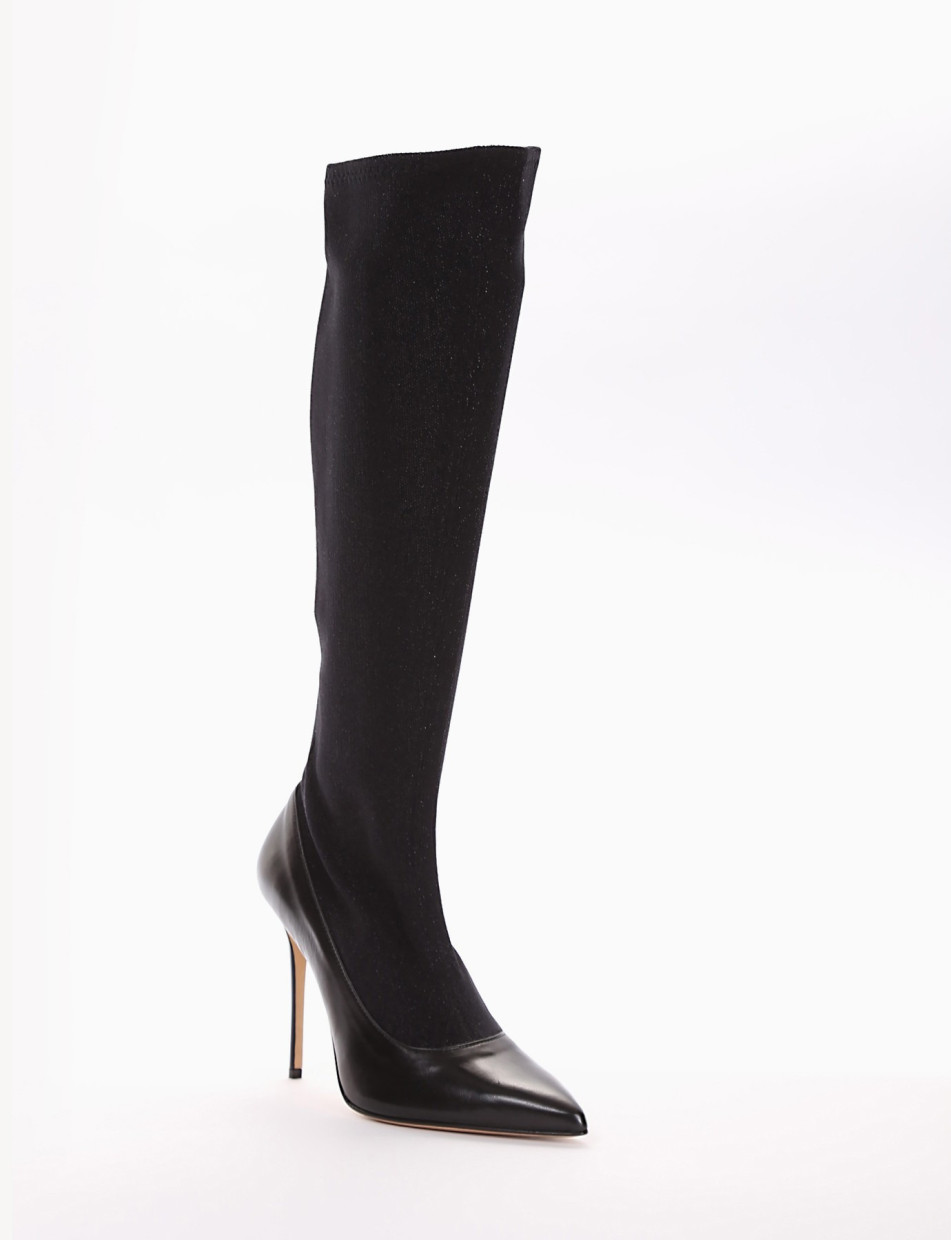 High heel boots heel 10 cm black leather