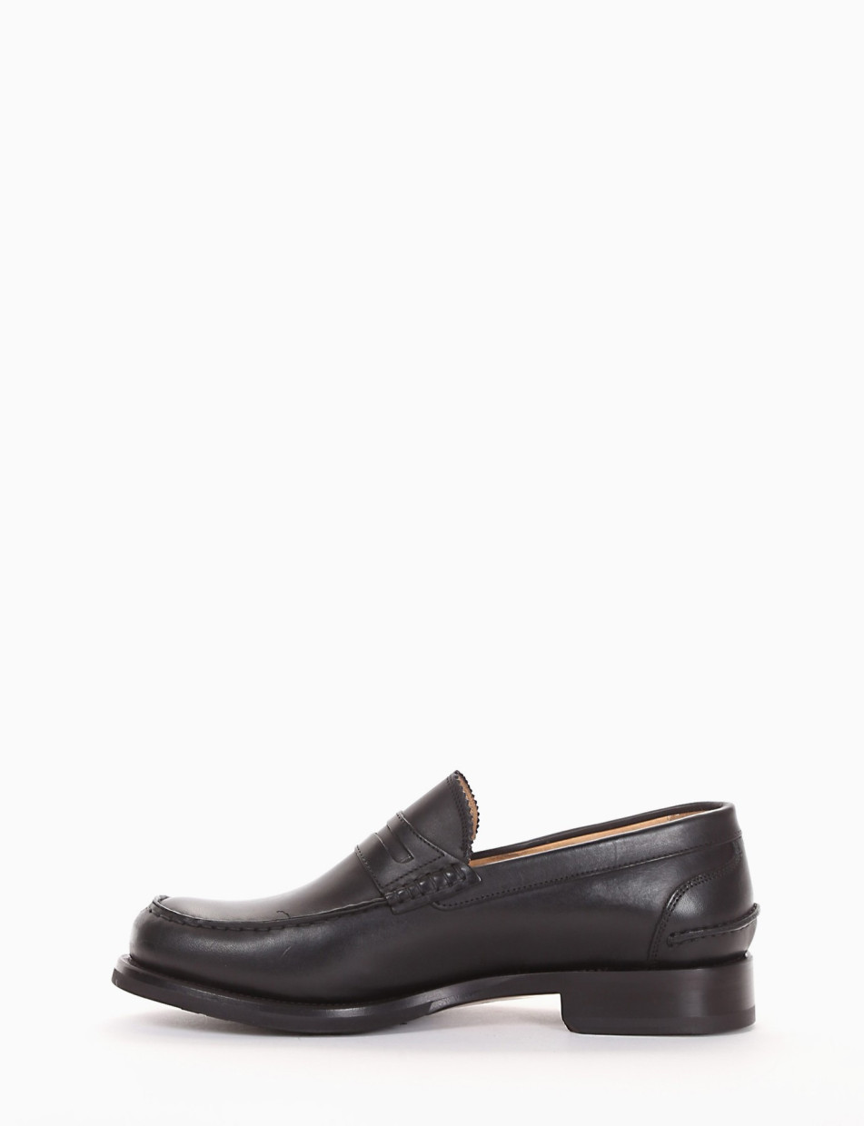 Loafers heel 2 cm black leather