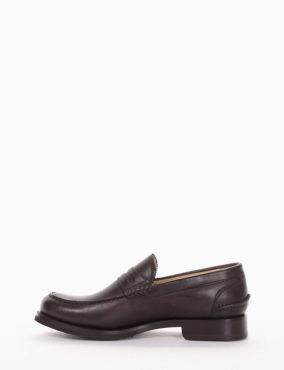 Loafers heel 2 cm dark brown leather