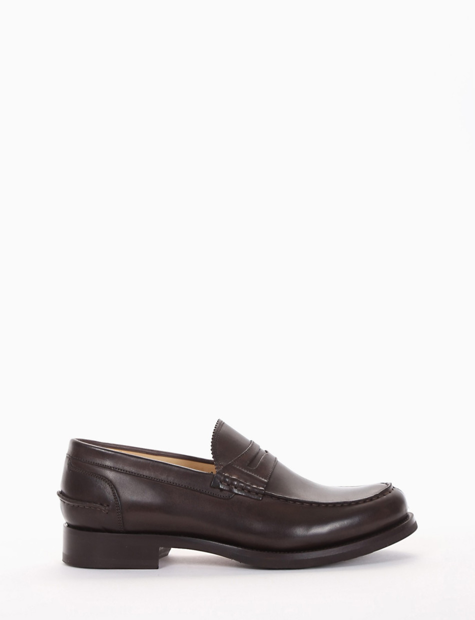 Loafers heel 2 cm dark brown leather