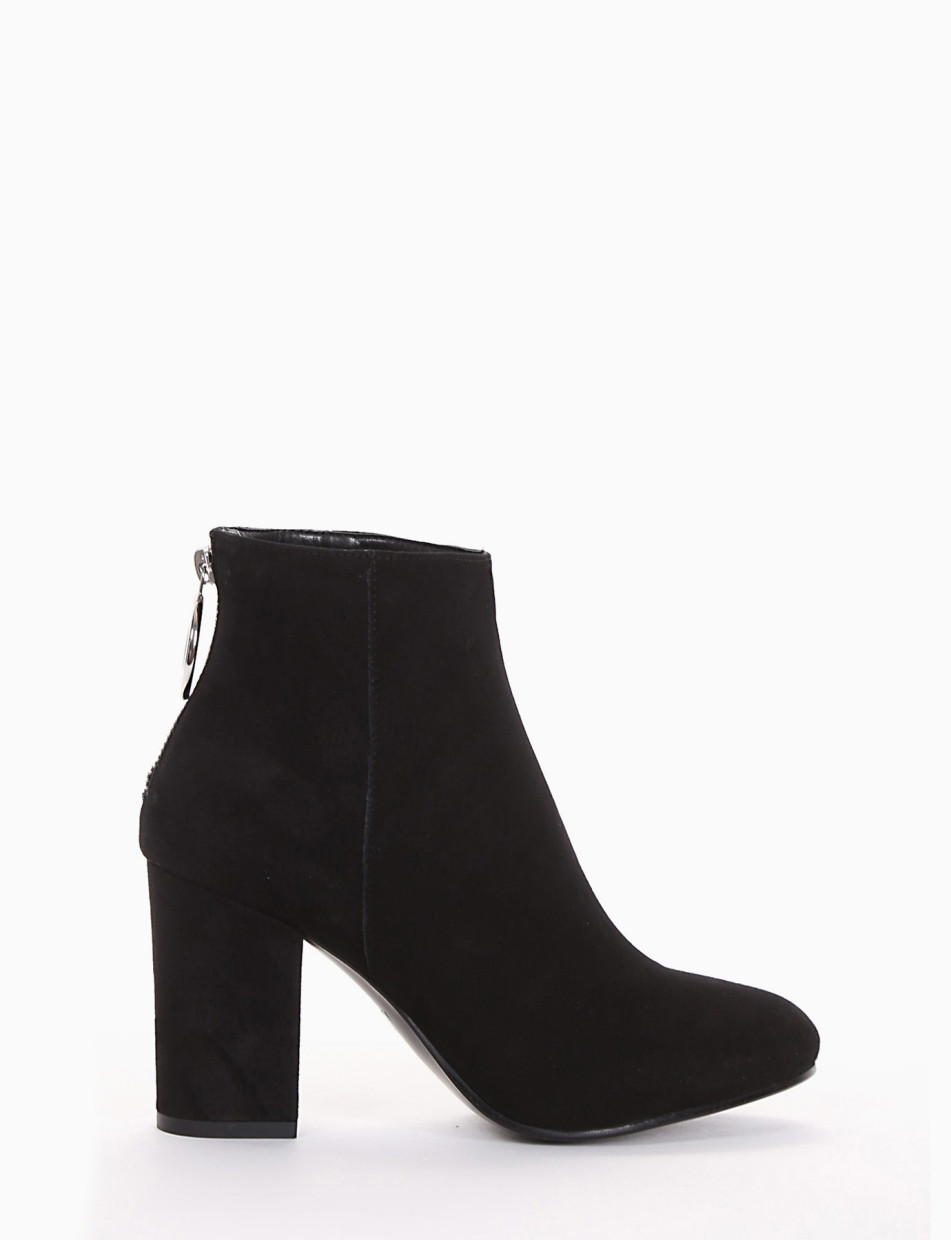 High heel ankle boots heel 9 cm black chamois