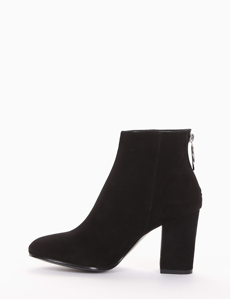 High heel ankle boots heel 9 cm black chamois