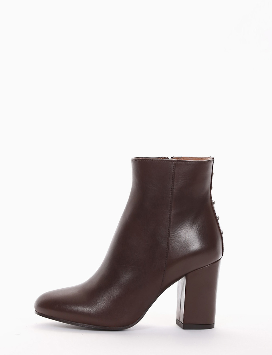 High heel ankle boots heel 8 cm dark brown leather