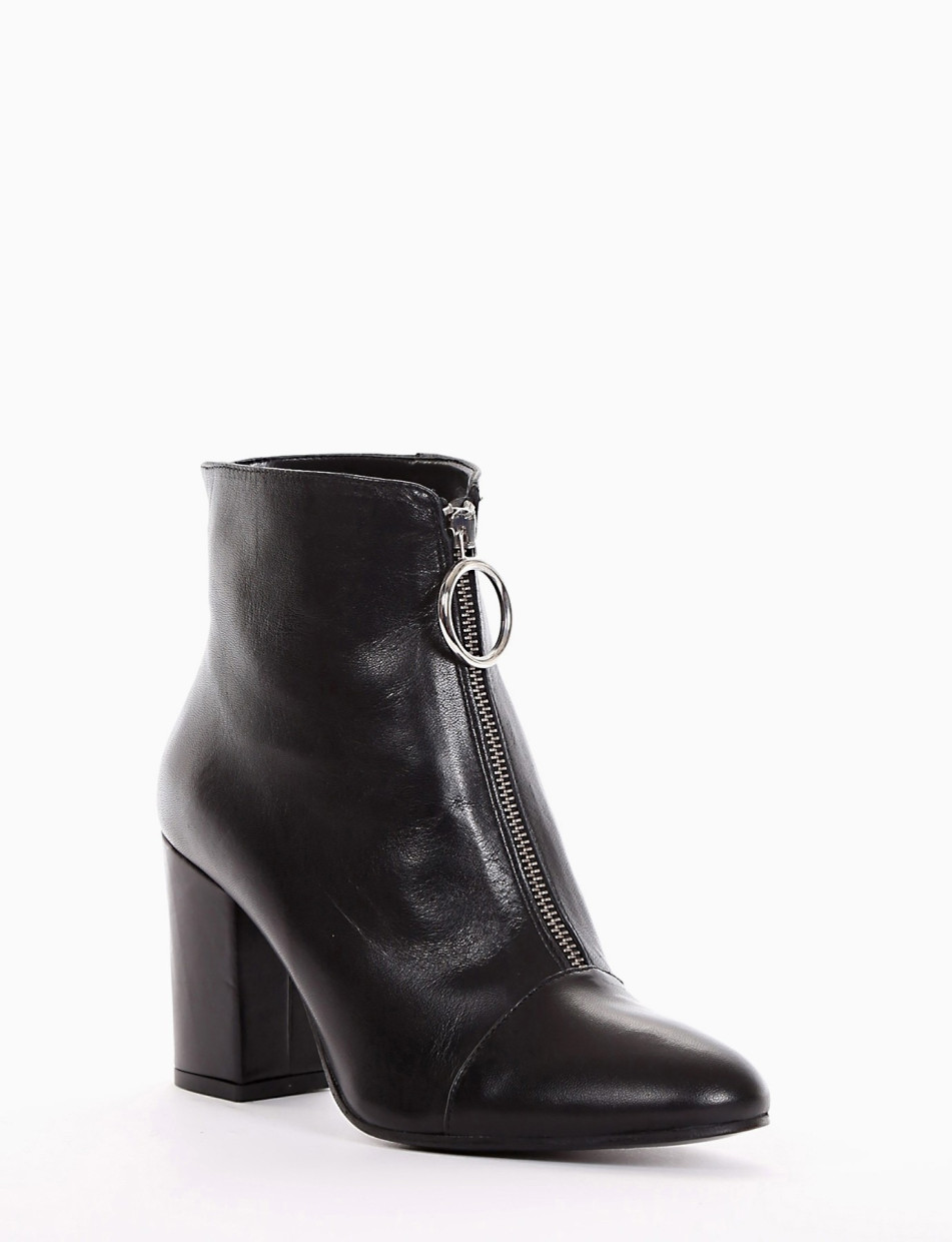 High heel ankle boots heel 10 cm black leather