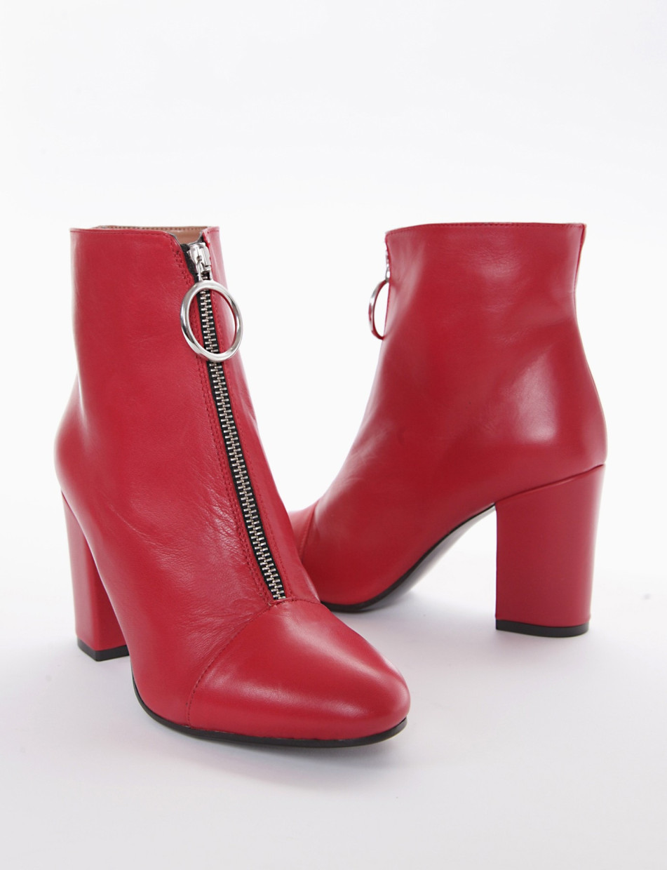 High heel ankle boots heel 10 cm red leather