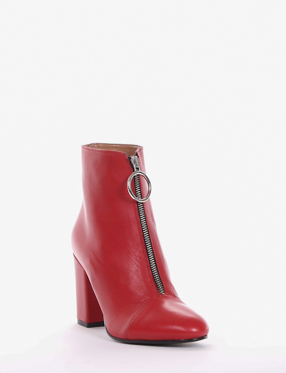 High heel ankle boots heel 10 cm red leather