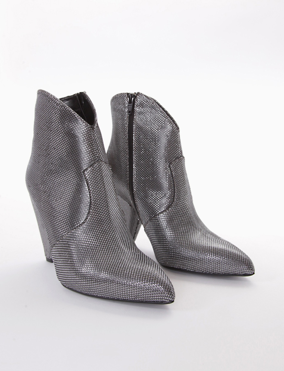 High heel ankle boots heel 6 cm silver glitter