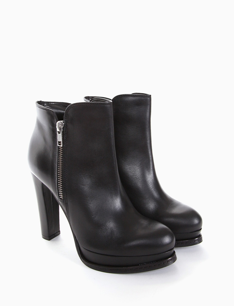 High heel ankle boots heel 12 cm black leather