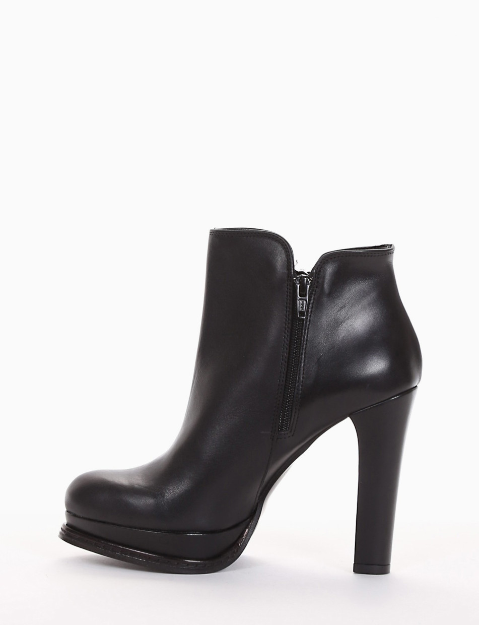 High heel ankle boots heel 12 cm black leather