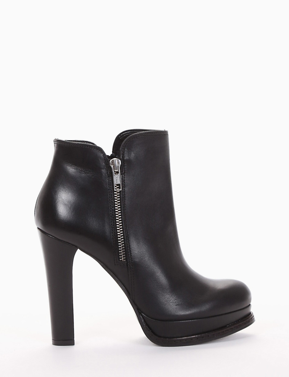 High heel ankle boots heel 12 cm black leather