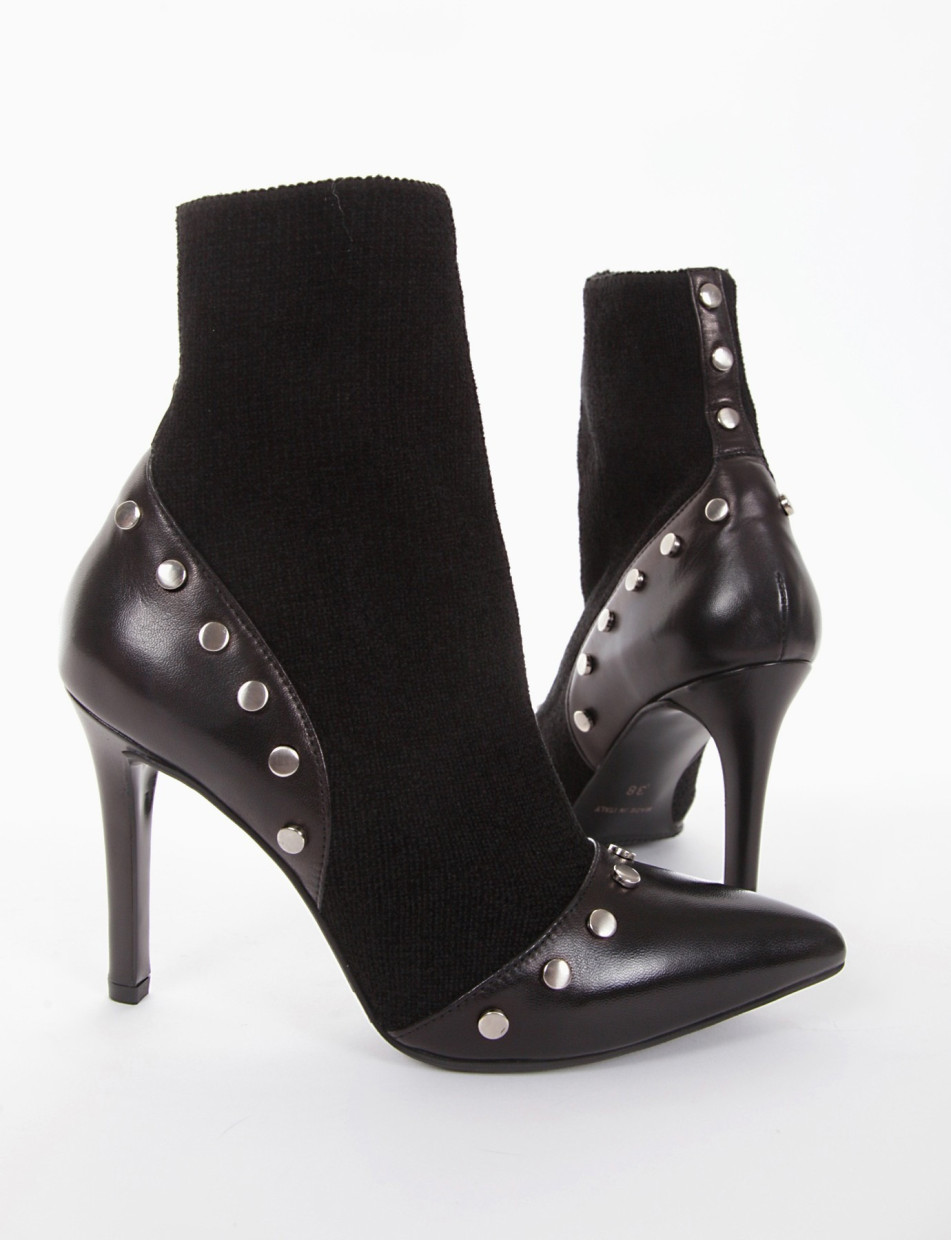 High heel ankle boots heel 10 cm black leather