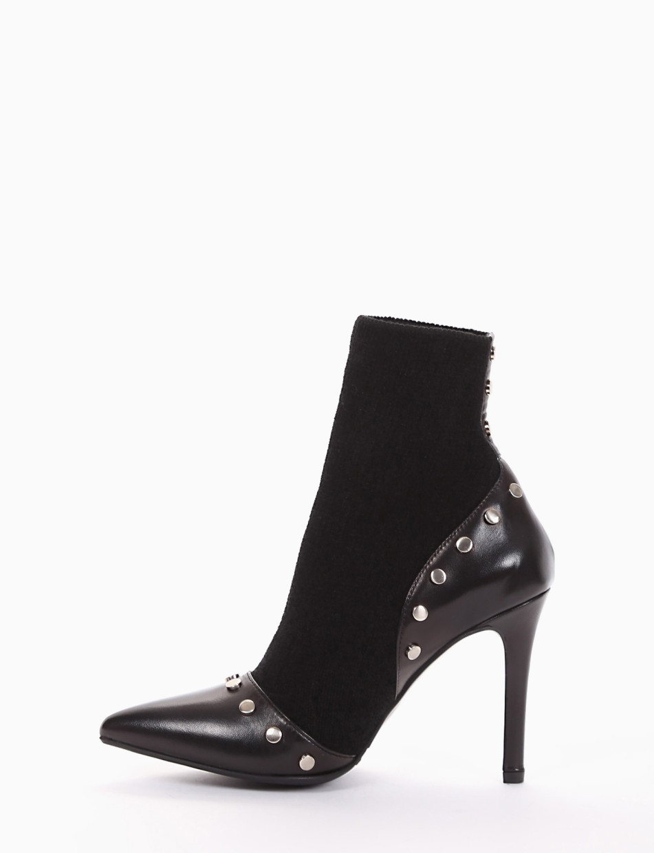 High heel ankle boots heel 10 cm black leather