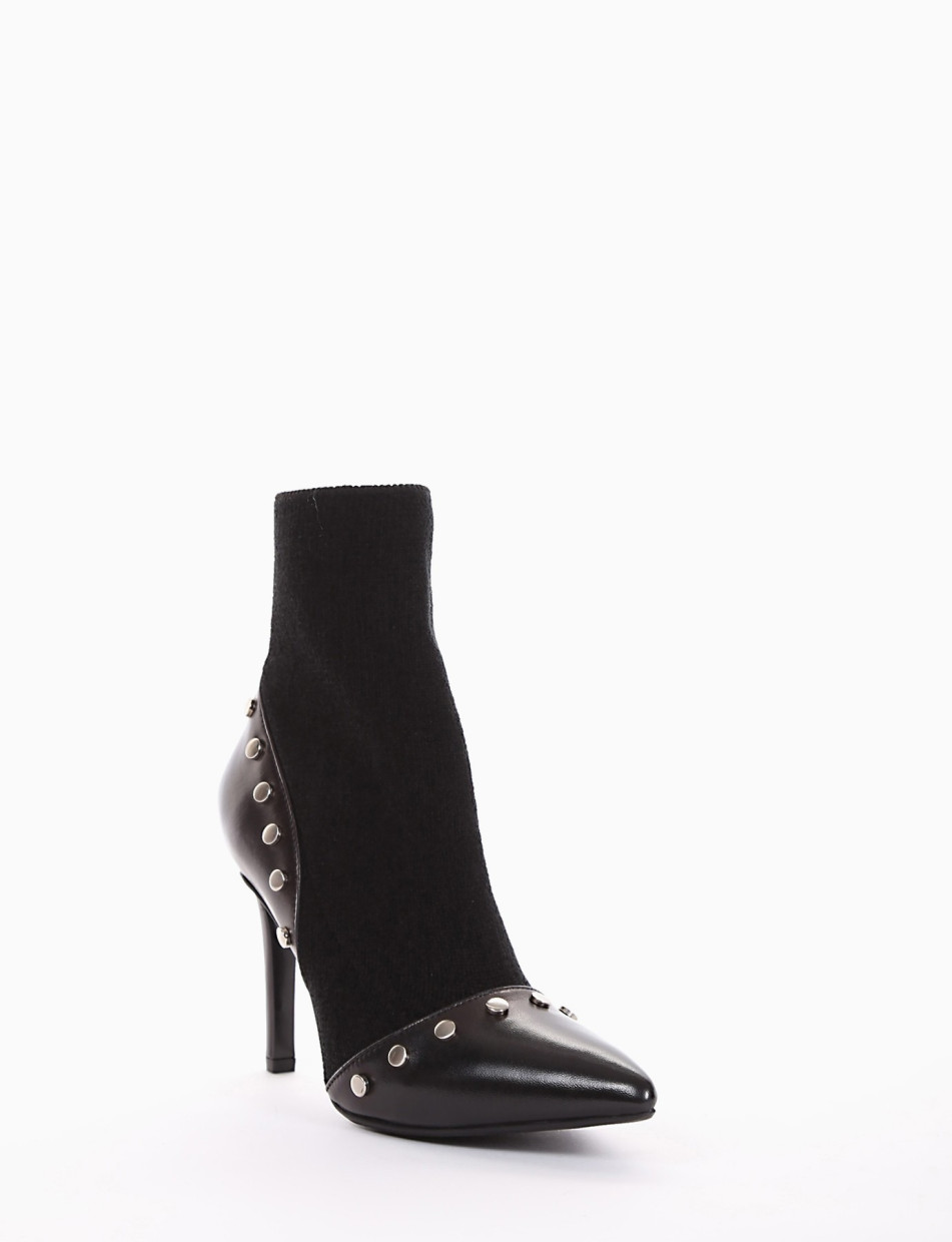 High heel ankle boots heel 10 cm black leather