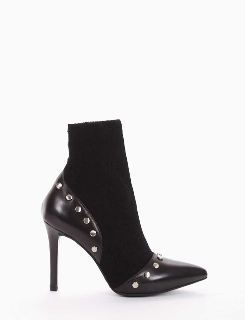 High heel ankle boots heel 10 cm black leather