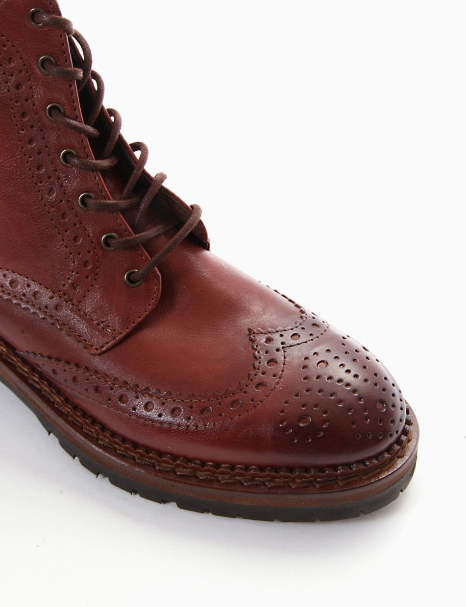 Combat boots heel 2 cm brown leather