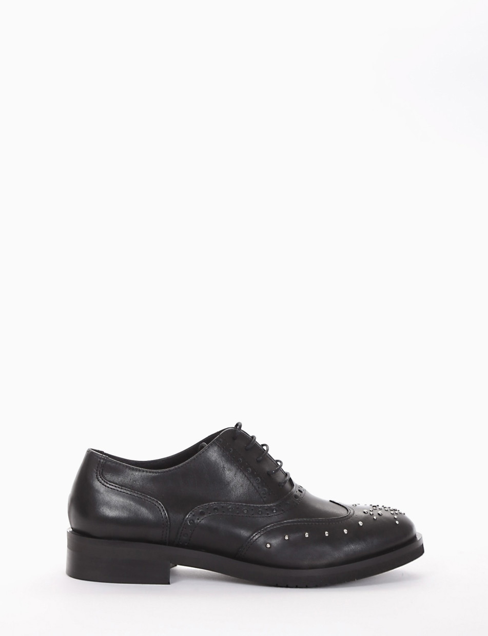 Lace-up shoes heel 2 cm black leather