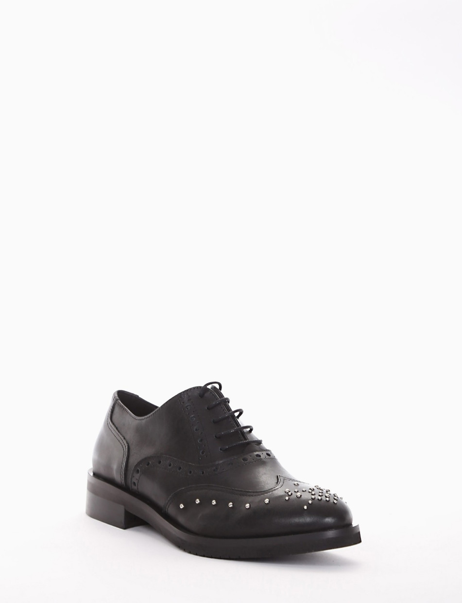 Lace-up shoes heel 2 cm black leather