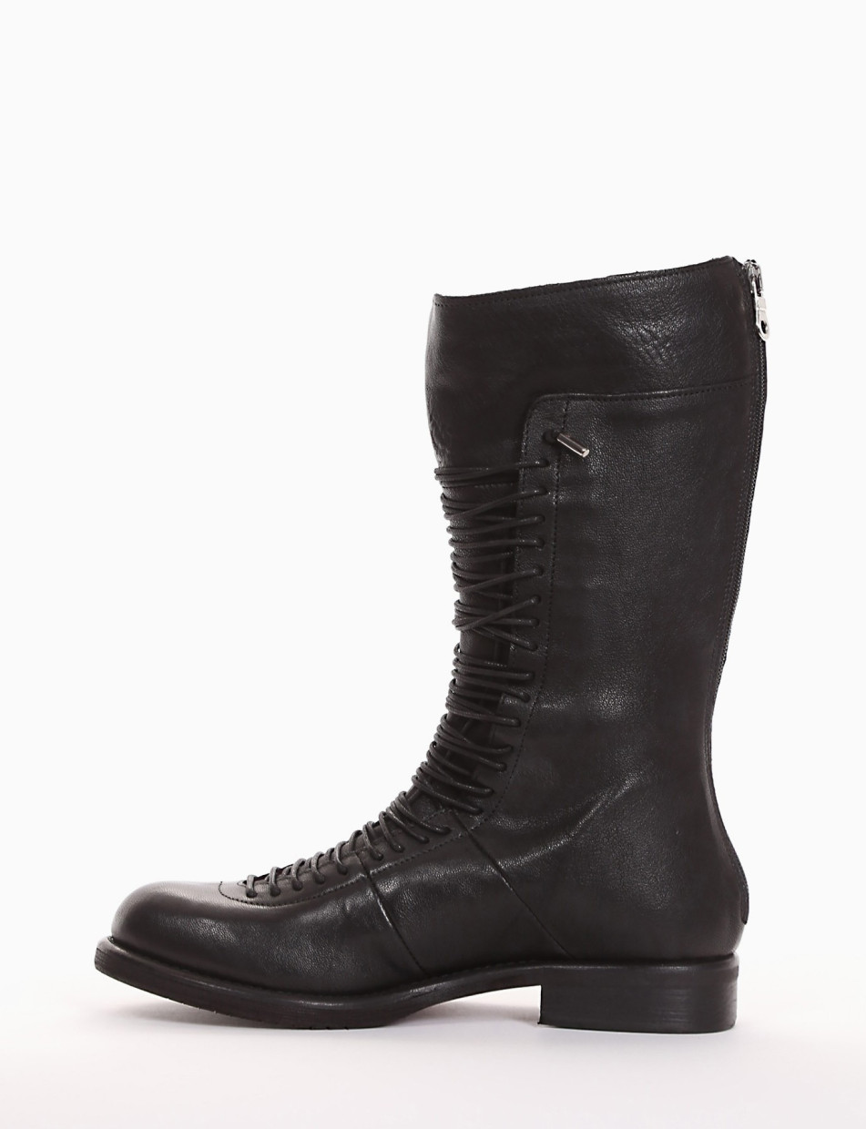 Combat boots heel 2 cm black leather