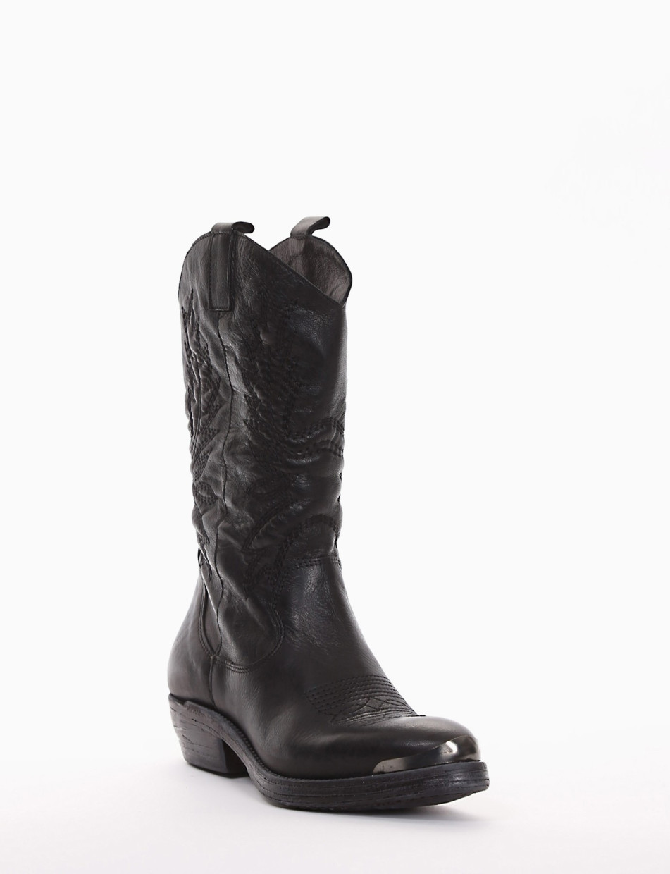stivale texano tacco 3 cm nero